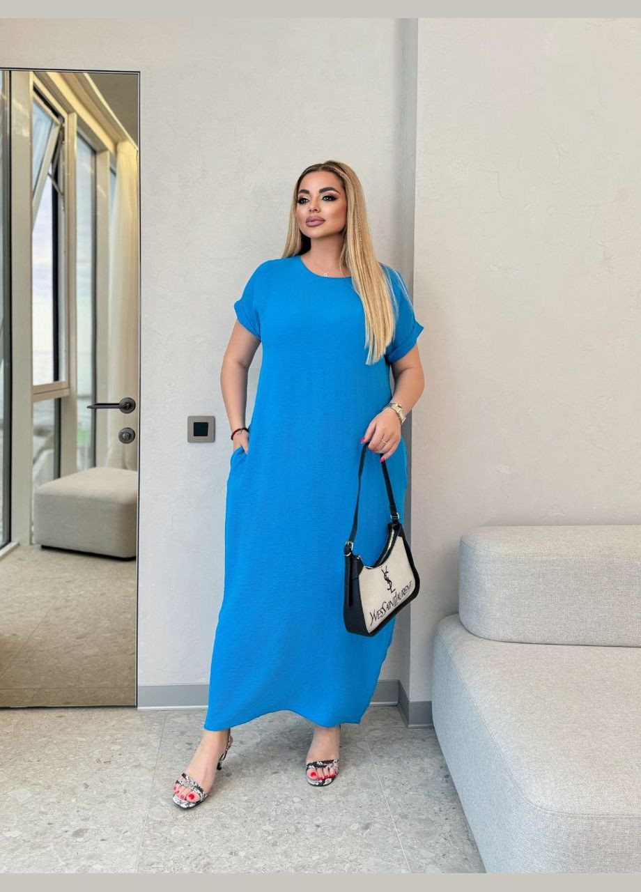 Блакитна сукня вільного фасону No Brand