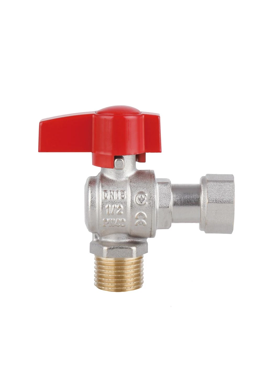 Кран кульовий Standart 1/2"ВН кутовий, PN40, з накидною гайкою TAS224W15 Thermo Alliance (400362896)
