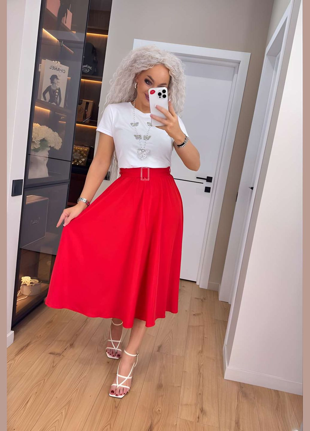 Спідниця +пояс жіноча довга міді 42-56 графіт (темно-сірий) No Brand (332770563)