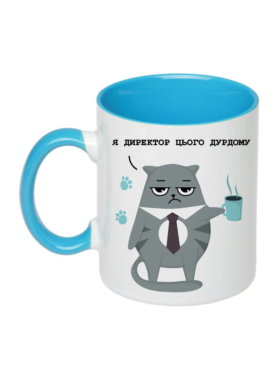 Чашка з друком "Я директор цього дурдому" 330 мл (колір блакитний) (26541) No Brand (333709587)