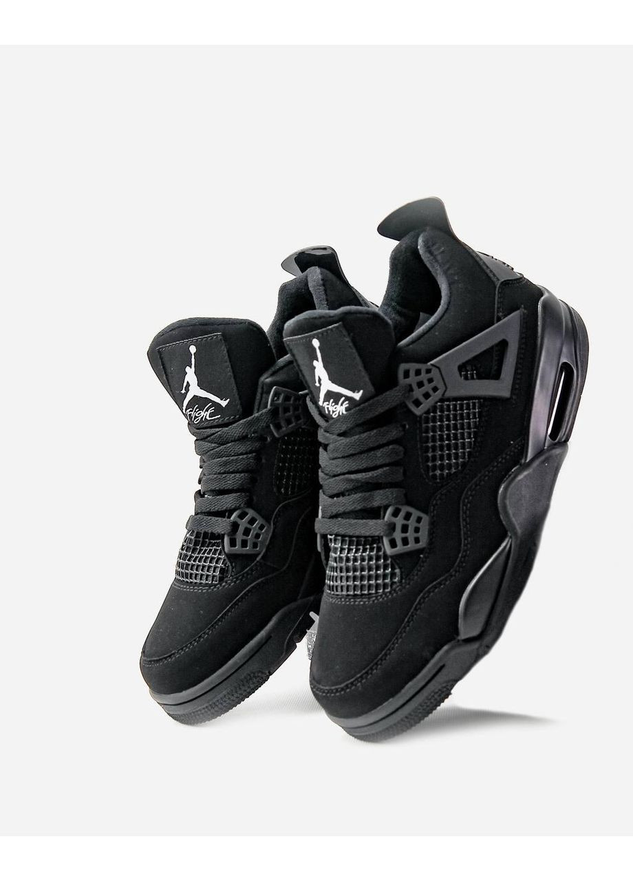 Чорні Осінні кросівки чоловічі nike air jordan retro 4 black найк аір джордан No Brand