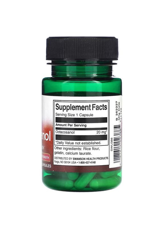 Октакозанол Octacosanol Maximum Strength 20 mg 30 Capsules Swanson (284120228)