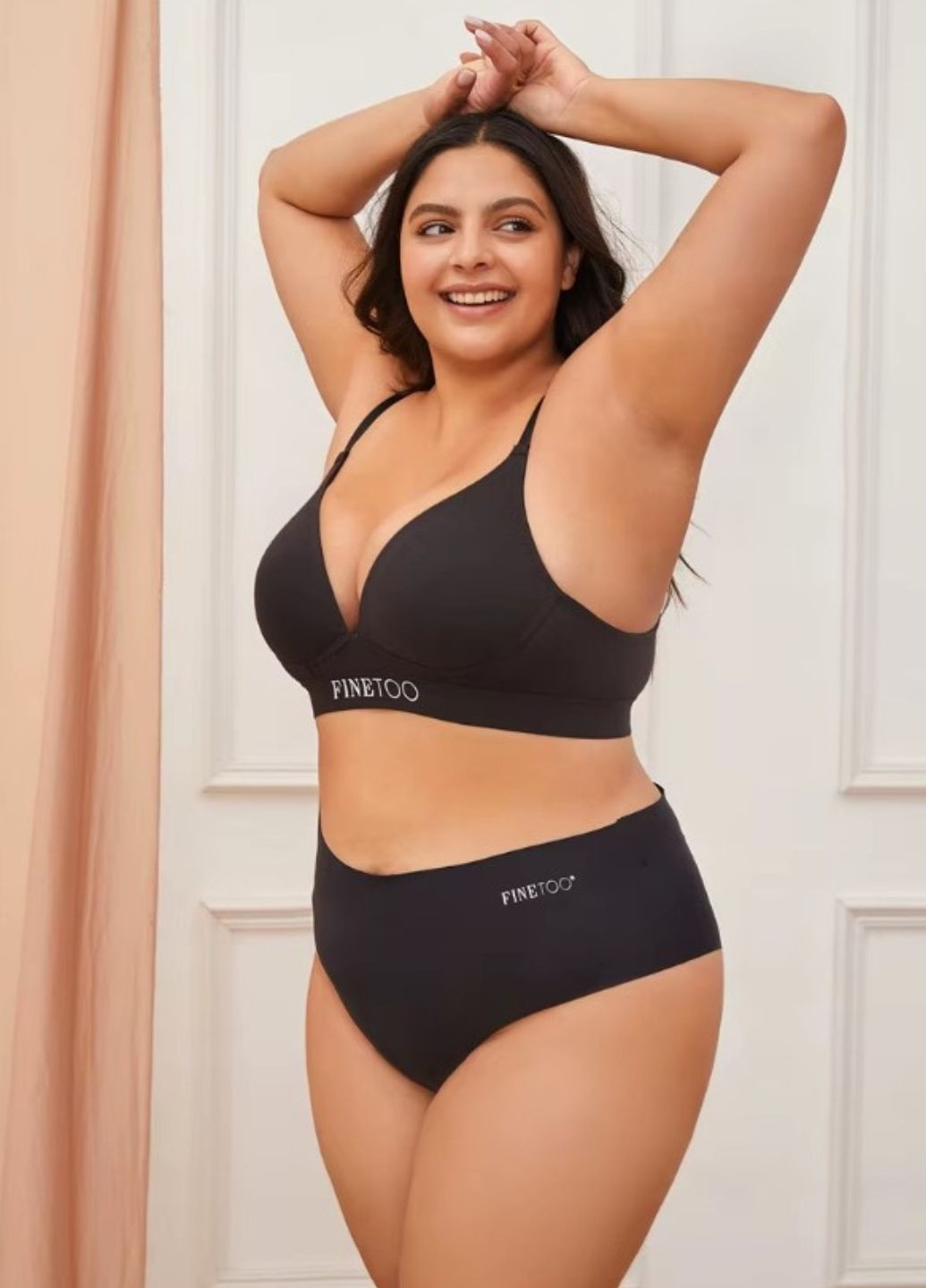 Чёрный бралетт женский формованный хлопковый бюстгальтер perfect comfort (1857-80-01) Finetoo без косточек