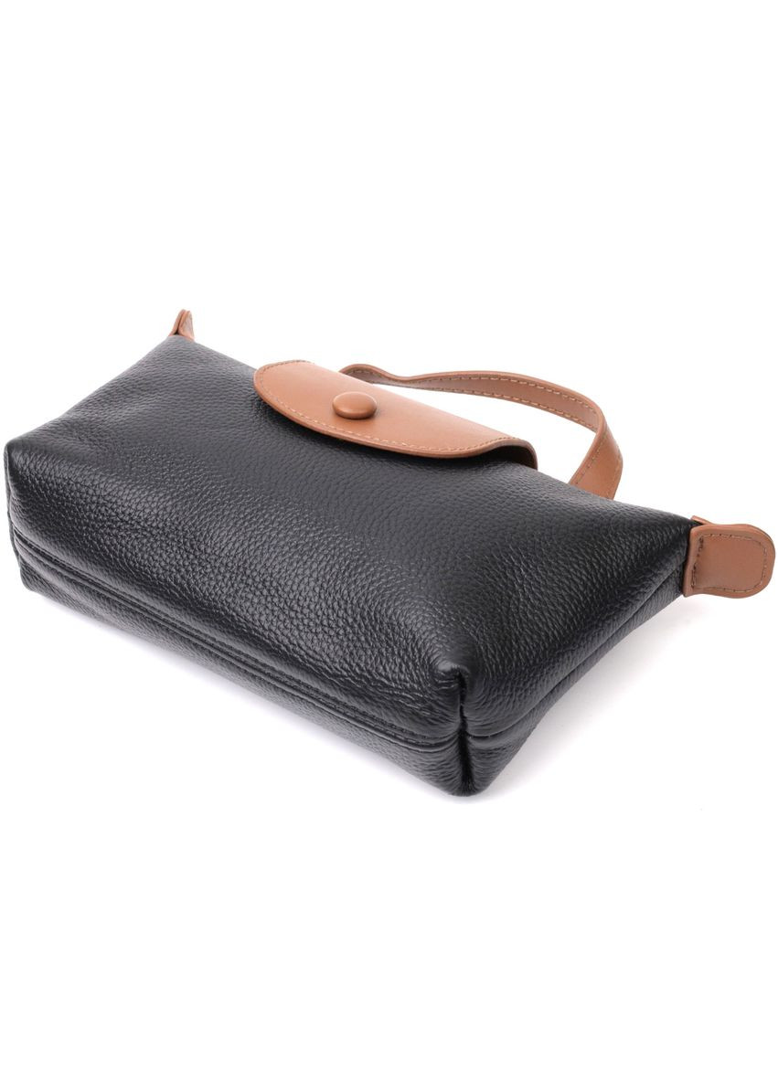 Стильна сумка з цікавим клапаном з натуральної шкіри 22252 Чорна Vintage (331913178)
