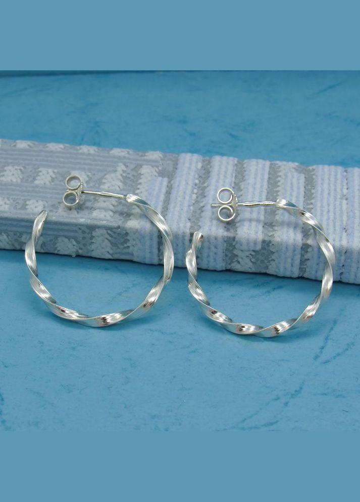 Срібні сережки пусети гвоздики "Вихор мінімум" коло круг No Brand (350667363)