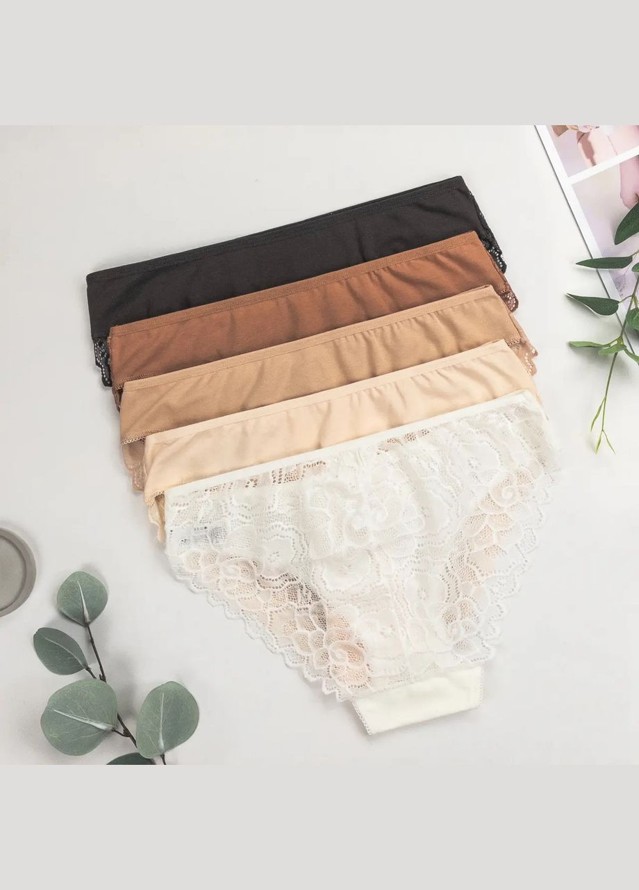 Однотонные женские трусы – пастельные с кружевом сзади, хлопок спереди Nicoletta (322220354)