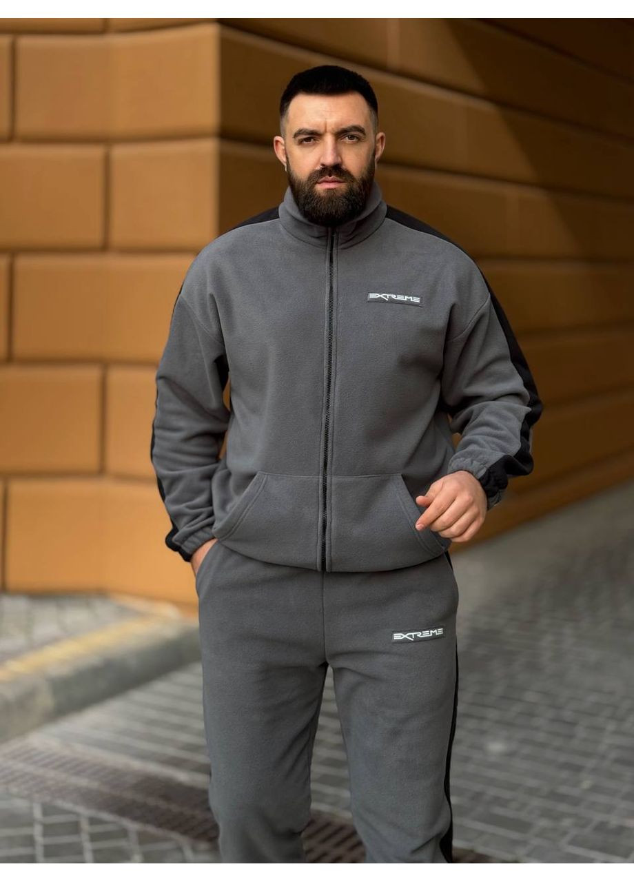 Теплий чоловічий костюм на змiйцi з флiсу графiтового кольору 35731 Fashion (366571202)