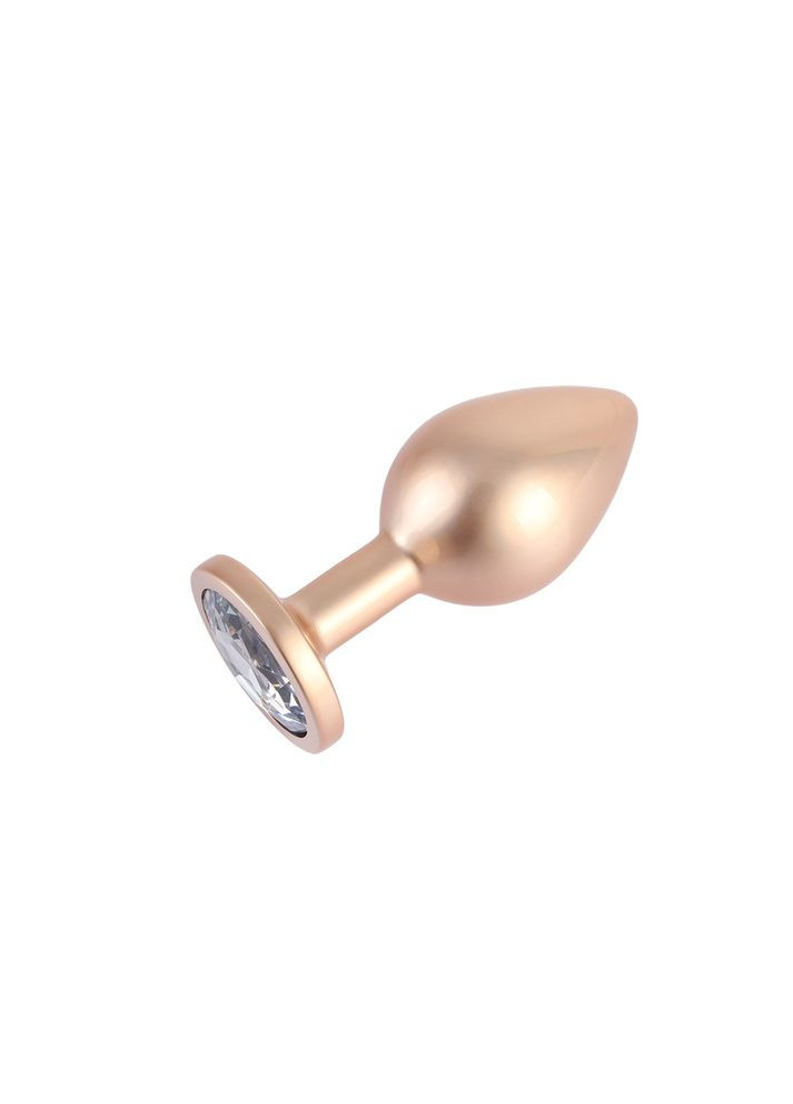 Анальная пробка розовое золото MATRIX MONT с перламутром и белым камнем, размер M Chisa (363980357)