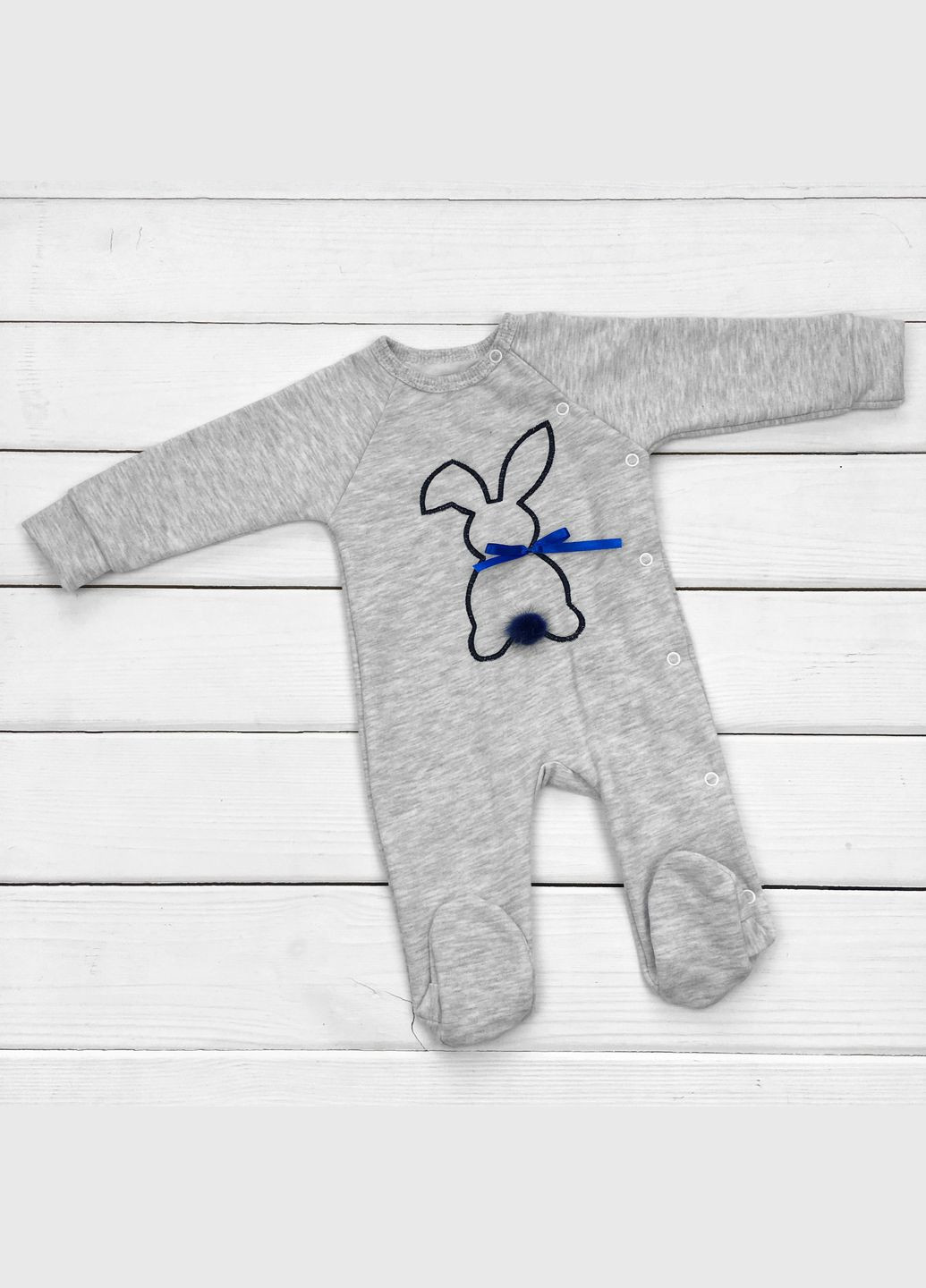 Человечек для малышей зайчик серого цвета с синей вышивкой серый;синий Malena (279849534)
