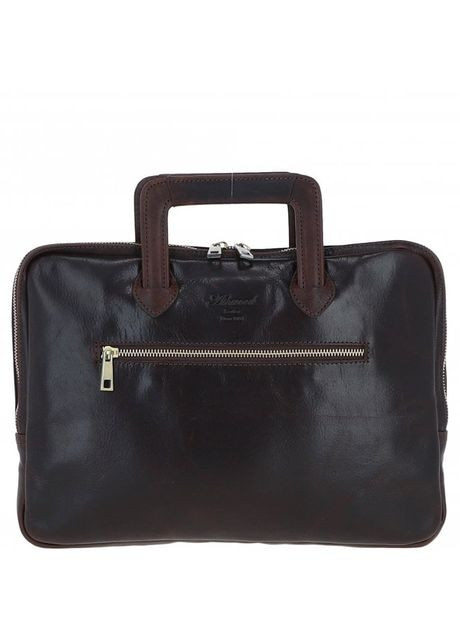 Сумка портфель для чоловіків з натуральної шкіри для документів А4 з відділенням для ноутбука Темно-коричневий 40613 Ashwood (361409831)
