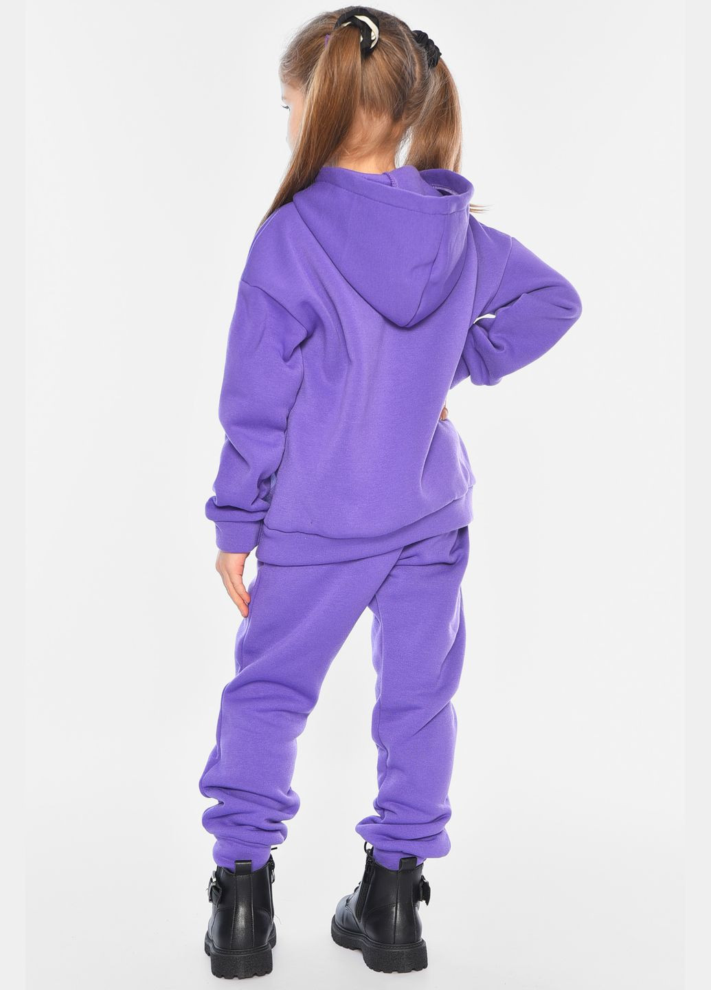 Фіолетовий зимній спортивний костюм дитячий на флісі фіолетового кольору брючний Let's Shop