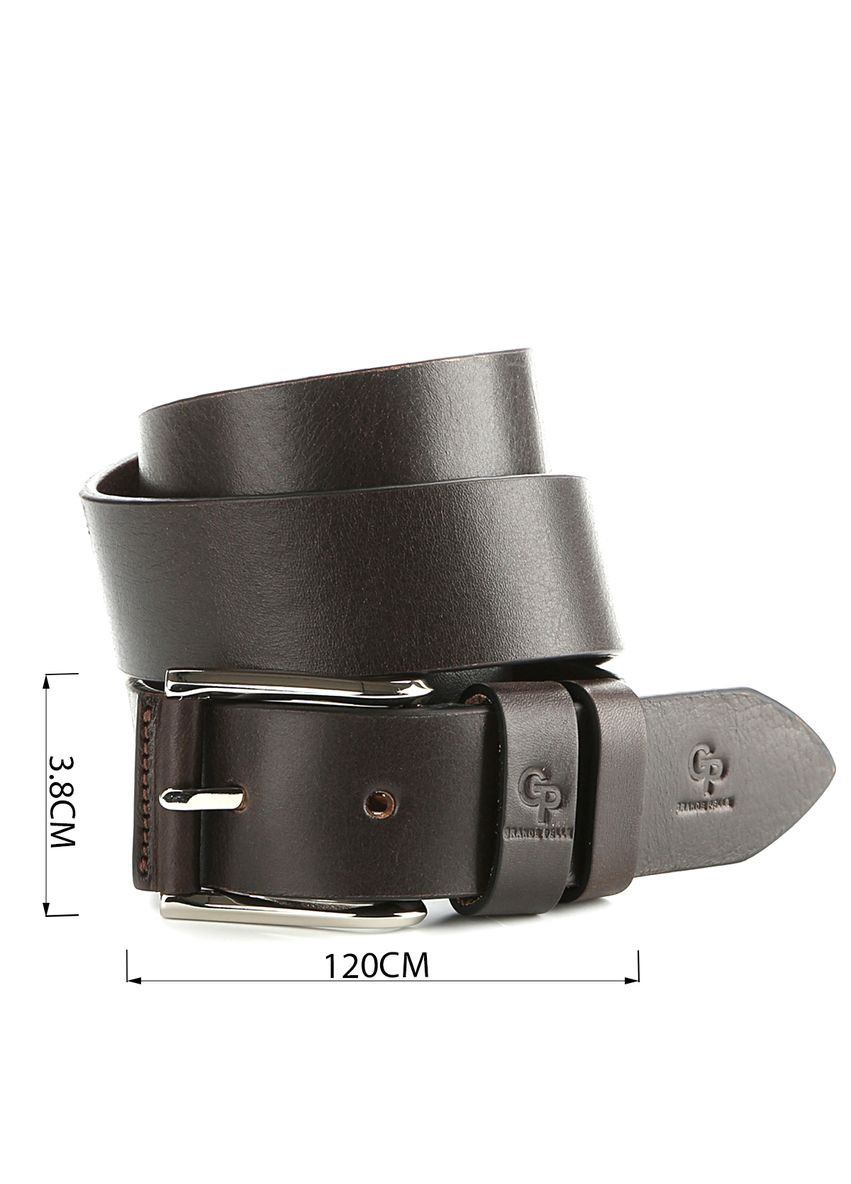 Эксклюзивный мужской джинсовый ремень из натуральной кожи GRANDE PELLE коричневый (sku_00910) No Brand (327819325)