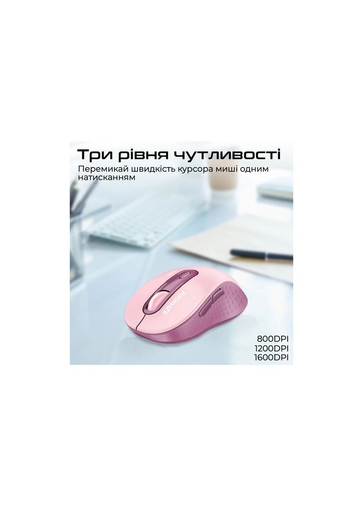 Мишка Ken Wireless/Bluetooth Pink (ken.pink) Promate (315720828)