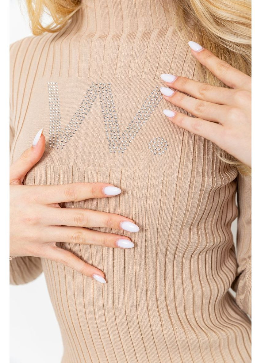 Бежевое платье вязаное в рубчик Sport Line