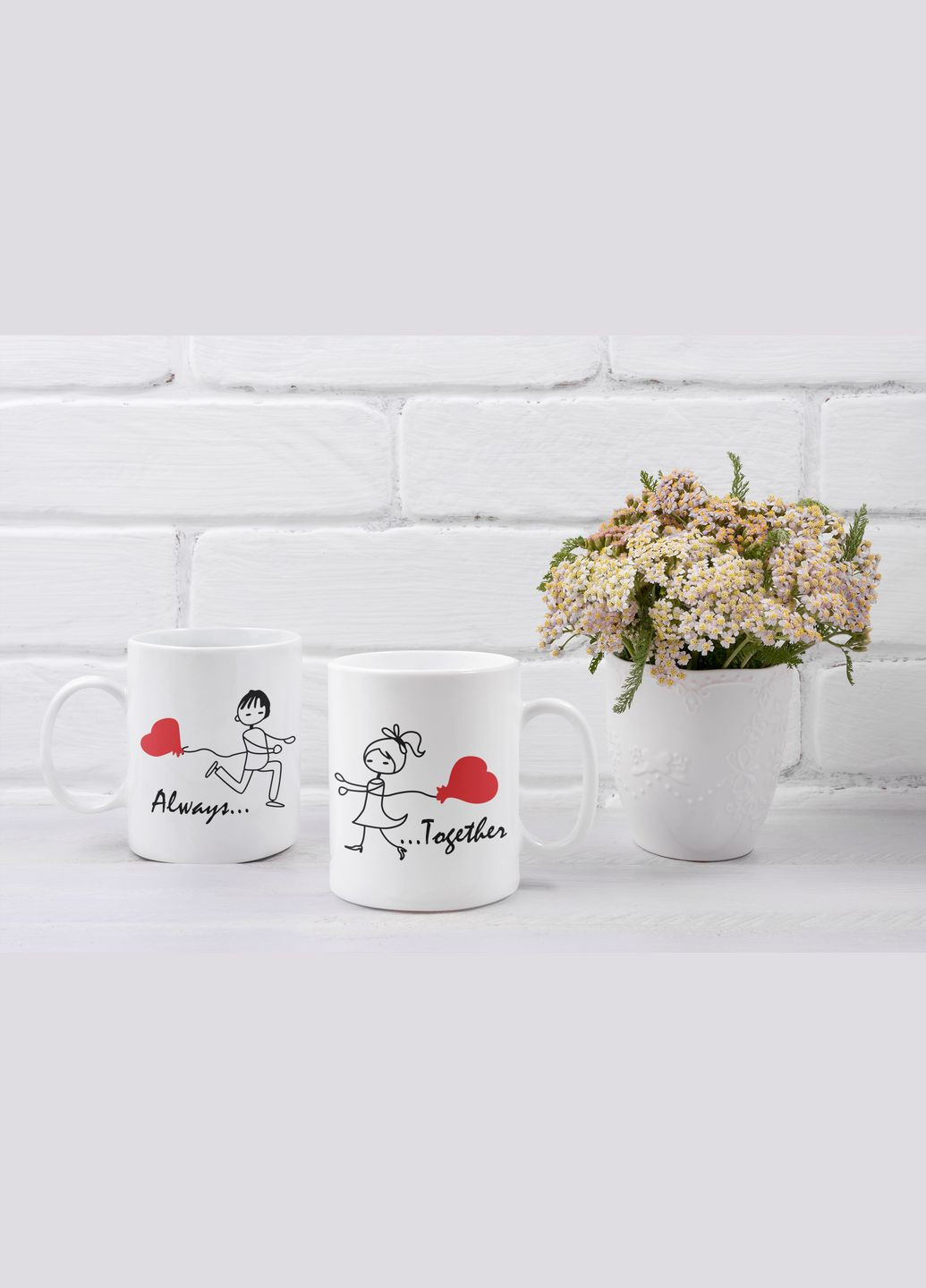 Парные чашки кружки Всегда вместе Always together для Влюблённых Белая 330 мл Orca (316259444)