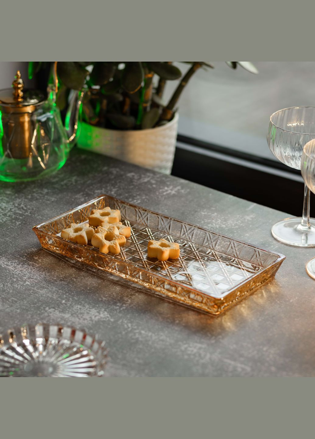 Блюдо для закусок Lirmartur скляне 27,5*13,5*2,5 см, hexagon Yiwu (328603972)