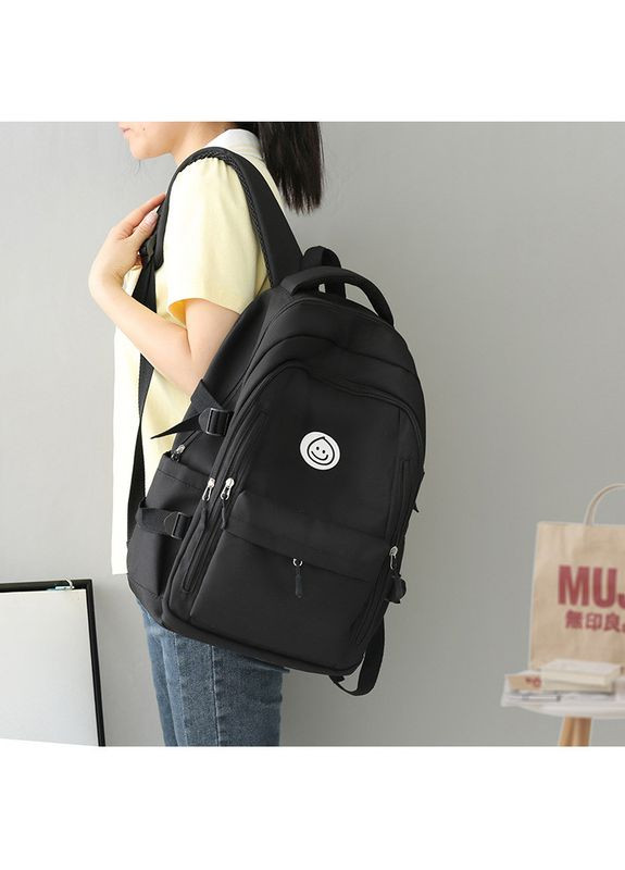 Рюкзак молодіжний чорний із чорним смайликом КиП (292560465)