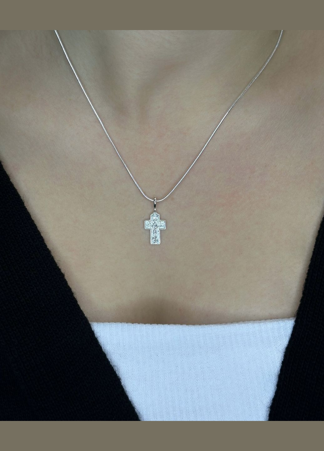 Деликатный серебряный крестик – символ на каждый день Family Jewelry House (338438262)