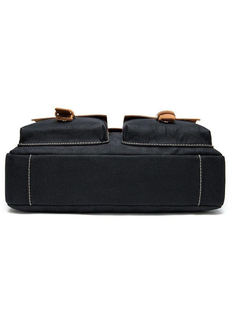 Сумка-портфель мужская текстильная с кожаными вставками 20002 Черная Vintage (329147843)