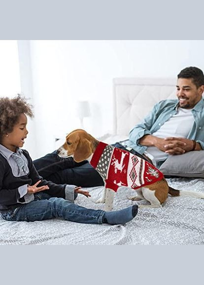 В'язаний акриловий светр для котів Pet Style "Червоний олень" XL No Brand - (323231946)