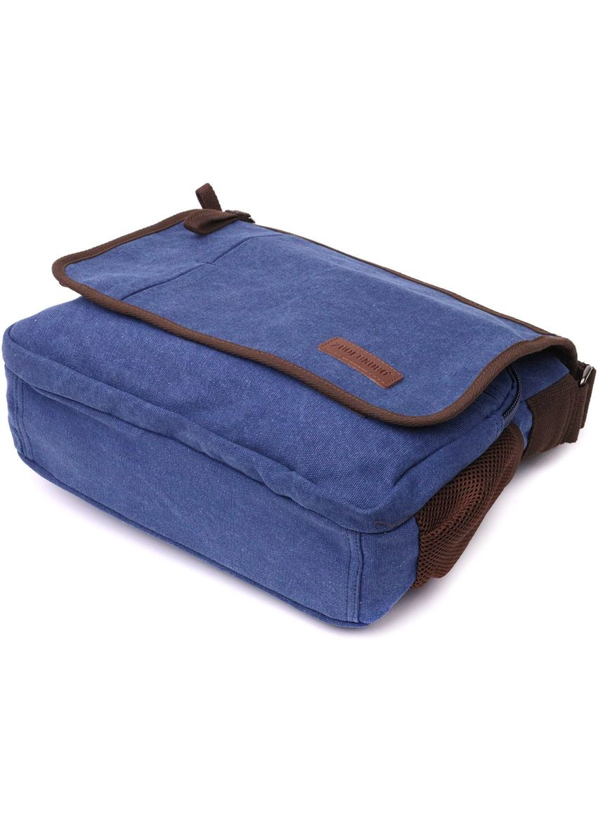 Чоловіча сумка через плече для ноутбука 13" із щільного текстилю 22203 Синій Vintage (329146692)