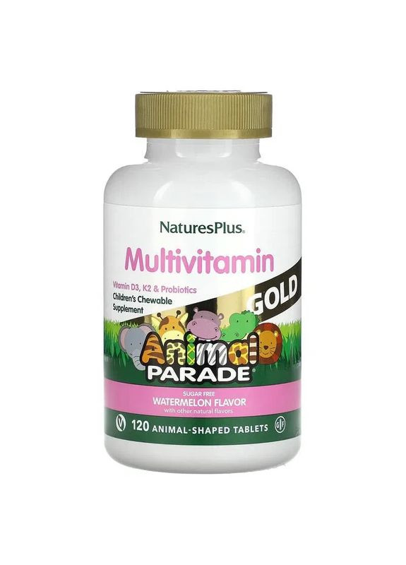 Мультивитамины и минералы для детей Animal Parade "Gold",, арбуз, 120 жевательных таблеток Nature's Plus (361114661)