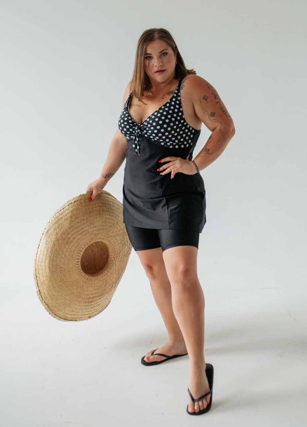 Чорно-білий демісезонний купальник роздільний роздільний, танкіні Ods