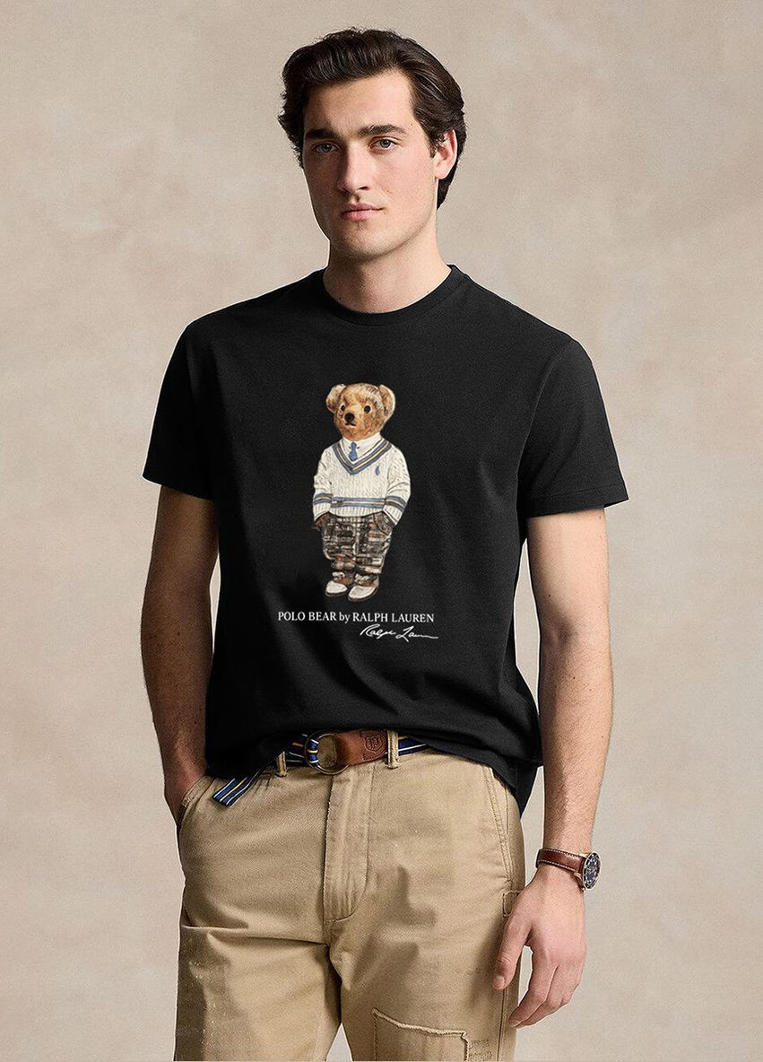 Чорна футболка з бавовни slim fit Polo Ralph Lauren