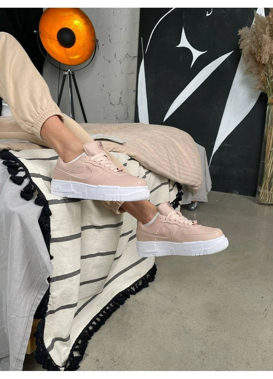 КРОССОВКИ ЖЕНСКИЕ NIKE AIR FORCE 1 PIXEL BEIGE PINK НАЙК АИР ФОРС 1 РОЗОВЫЕ No Brand розовые демисезоны (392025054)