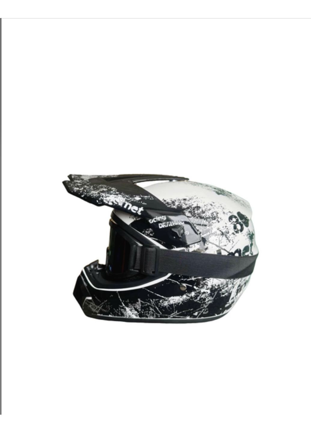 Эндуро кроссовый мотошлем Helmet White + очки Standard комплект No Brand (370677343)