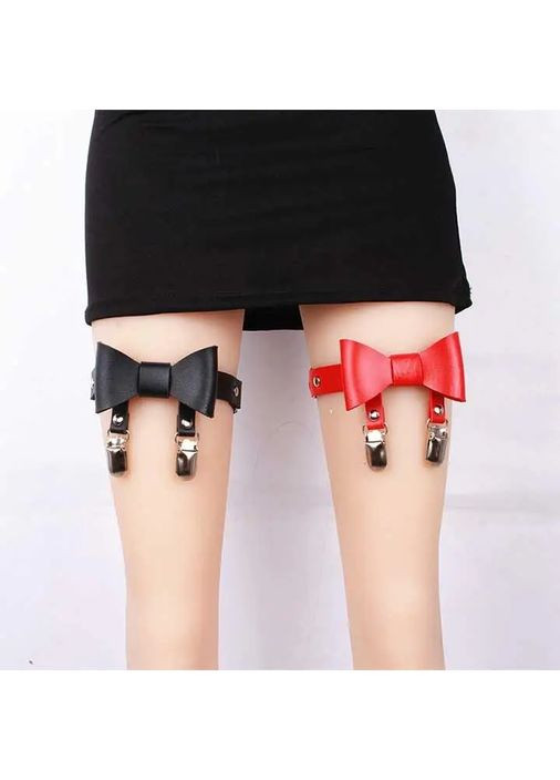 Гартер на 2 ноги з підв'язками для панчіх і бантиком 2 шт XS-M No Brand (368892588)