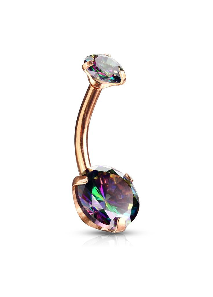 Сережка з медичної сталі для пірсингу пупка NS017-RABR з фіанітами (Колір фінатів: Фіолетово зелений (Vitrail Medium)). Spikes (333342313)