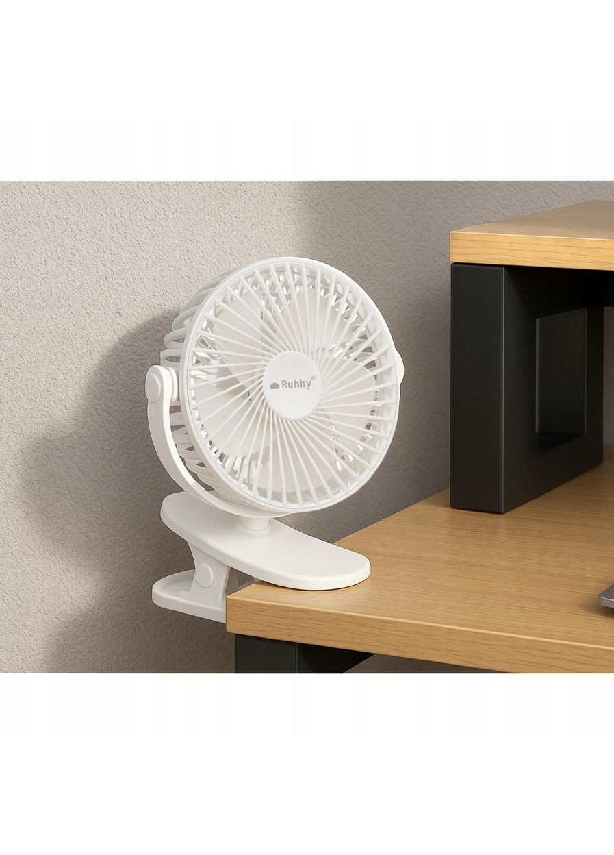 Беспроводной аккумуляторный вентилятор 25566 с зажимом 1200 мАч USB-C белый RUHHY (365820424)