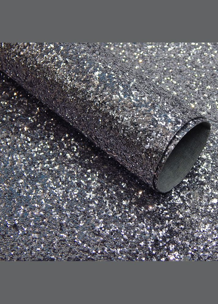 Экокожа с крупным глиттером, лист 35х20 см, графитовая No Brand (340483183)