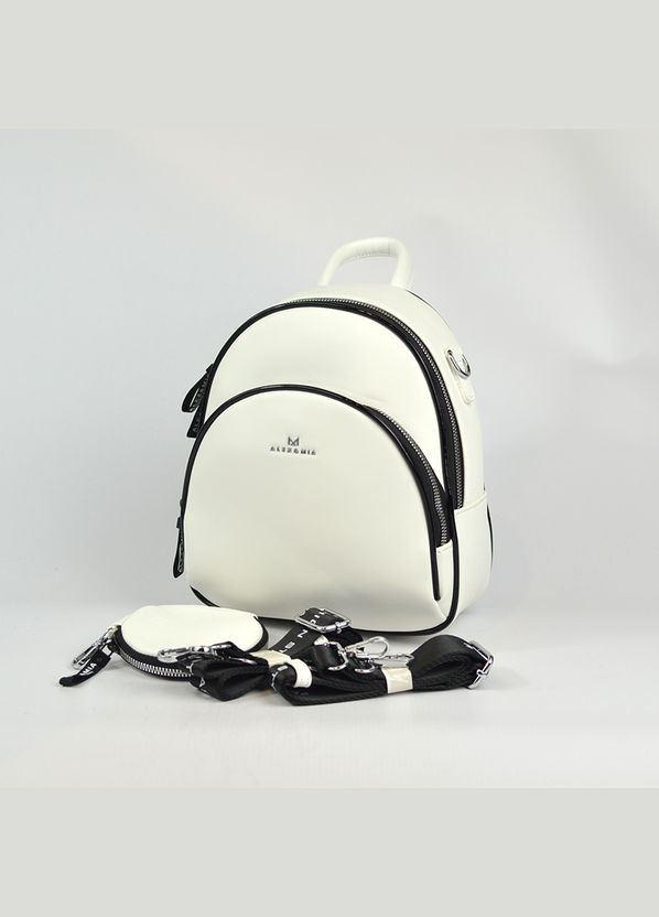 Белый женский маленький рюкзак городской молодежный на молнии No Brand (293942344)