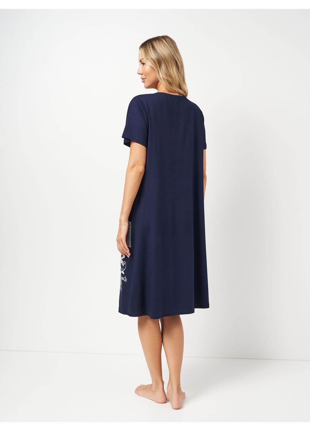 Темно-синя повсякденний сукня ROMEO LIFE з абстрактним візерунком