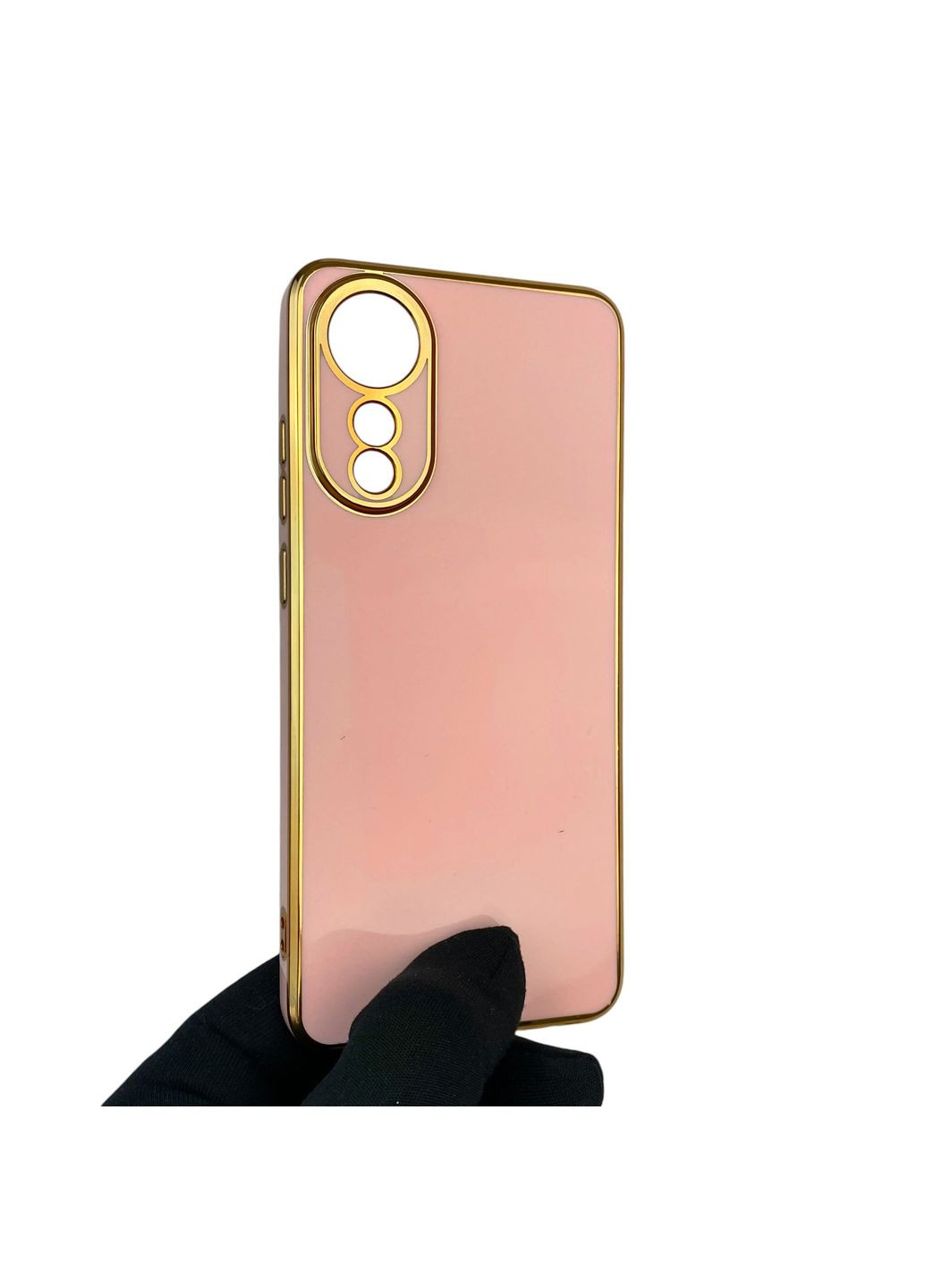 Чохол для A78 4G глянцевий із захистом камери із золотою окантовкою на оппо а78 4г пудровий gs1 Oppo (366229190)