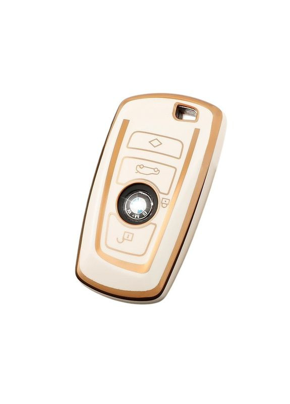 Чохол ключа білий + золота окантовка (4 кнопки) TPU BMW (369611209)