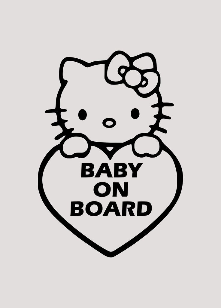 Вінілова наклейка на автомобіль Baby on Board - Hello Kitty та монтажна плівка 40x28 см No Brand (322425540)