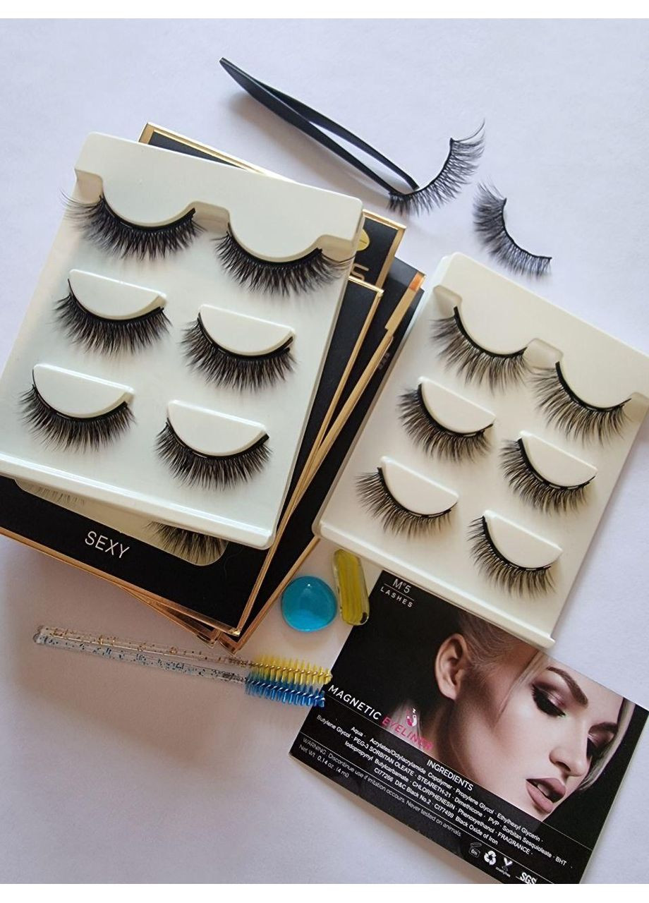 Ресницы магнитные под магнитную подводку ТРИ ПАРА Многоразовые накладные Magnetic Lashes (366668568)