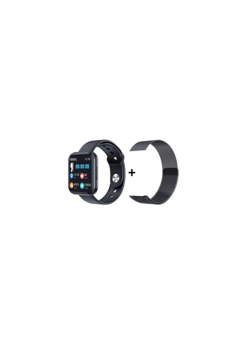 Смарт-годинник Smart Watch T88 Спортивний з пульсометром, тонометром, два браслети. Колір: чорний UL-68 No Brand (396097168)