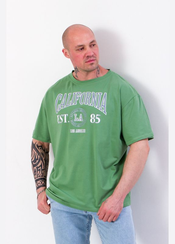 Зеленая футболка оверсайз мужская (p-4739) Носи своє