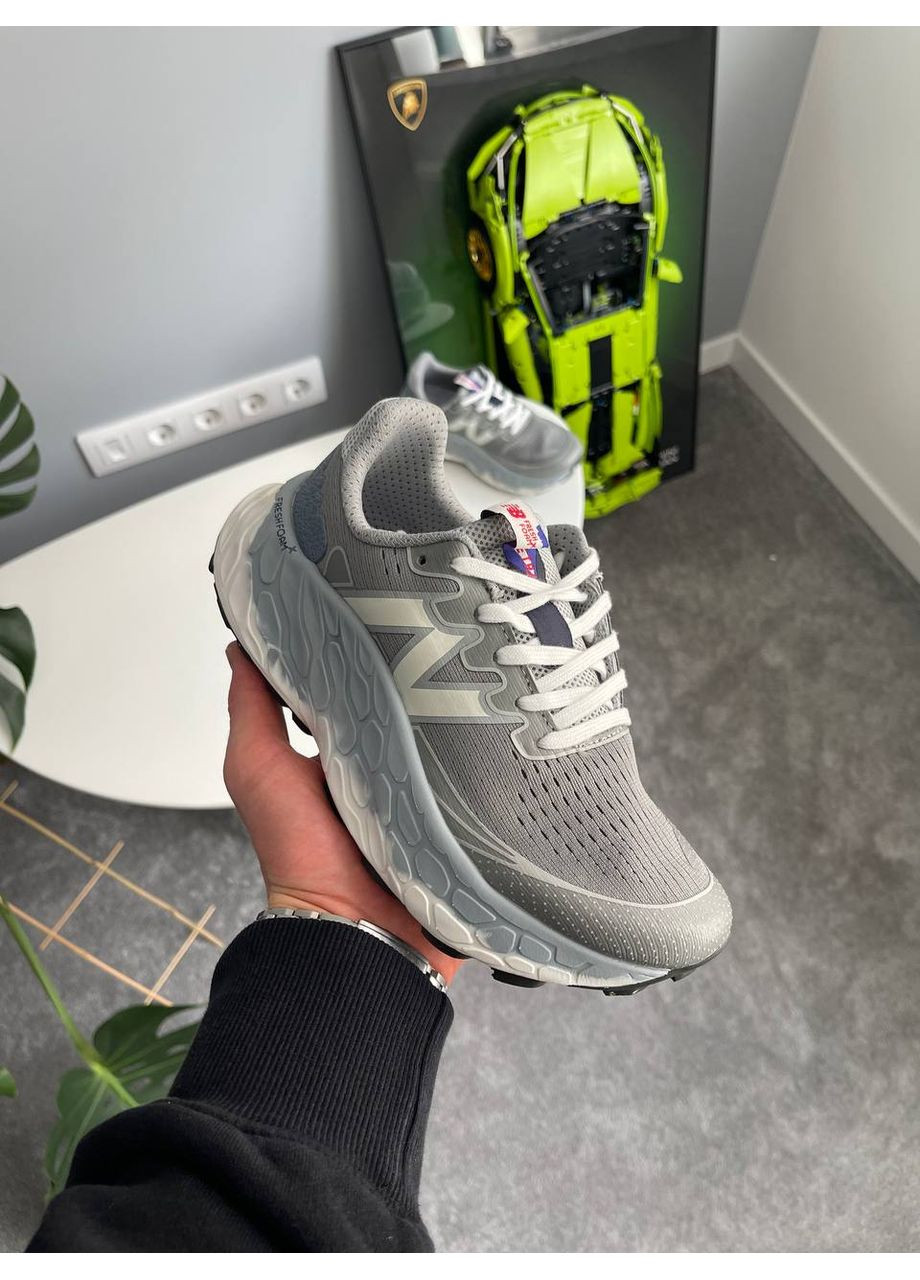 Серые демисезонные кроссовки мужские и женские new balance fresh foam grey white | нью беланс фреш фоам серые No Brand
