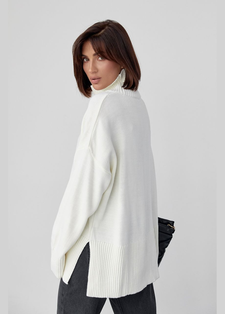 Женский вязаный свитер oversize с разрезами по бокам 7331 Lurex (280910388)