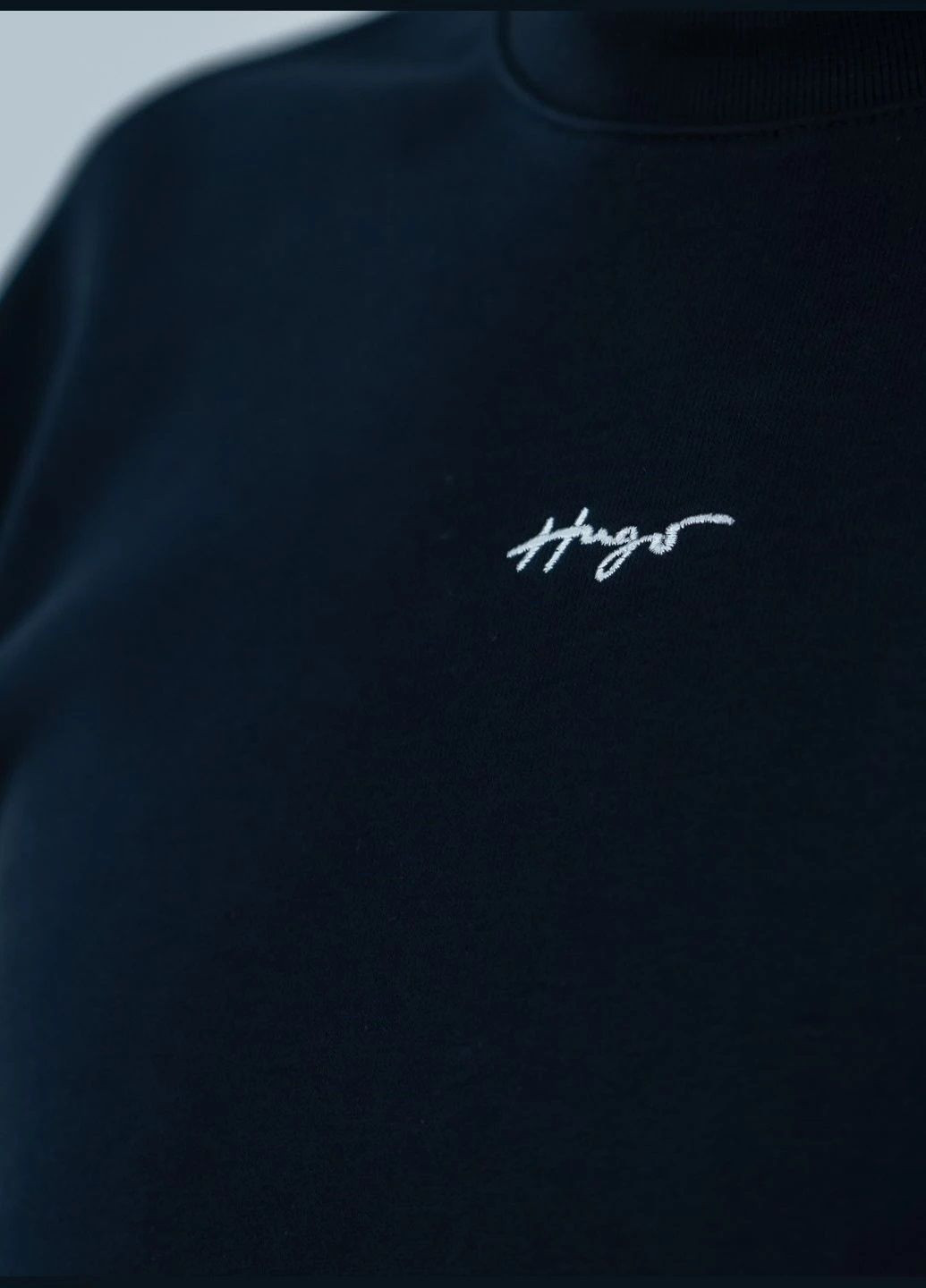 Темно-синій світшот чоловічий Hugo Boss логотип вишивка (304053581)