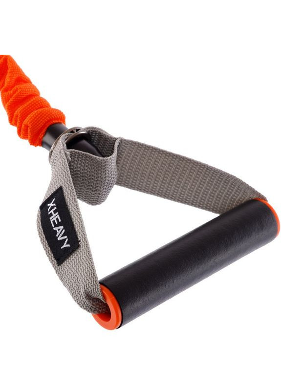 Эспандер трубчатый с ручками в защитном рукаве (TPR, нейлон, нагр. High-высокая, оранжево-серый) Zelart (354702914)