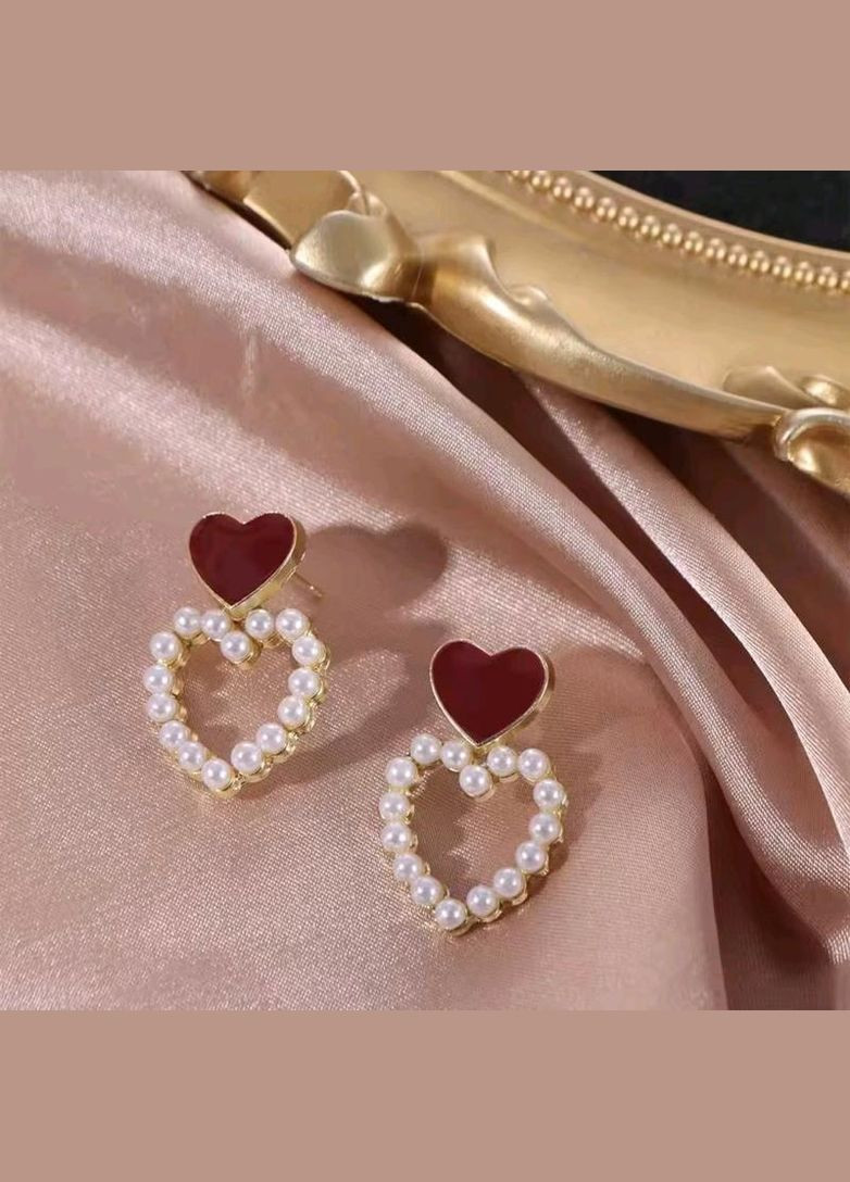 Сережки з сердечками, сережки з серденьками, сережки сердечки, сережки сердечко, сережки серце, сережки з перлинками Fashion Jewelry (343052088)