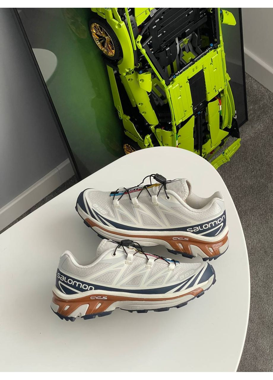 Белые демисезонные кроссовки мужские и женские Salomon XT-6 Soft Ground white | Саломон ХТ-6 Софт Граунд