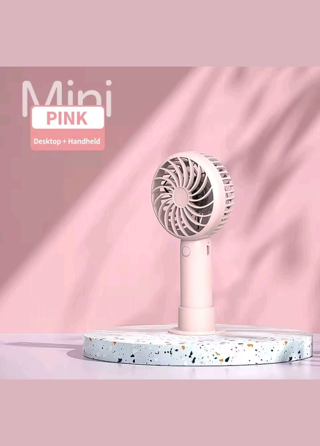 Вентилятор ручний з акумулятором рожевий X3 pink з підставкою No Brand (334345740)