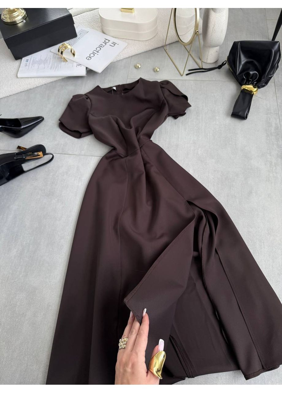 Коричневое повседневный женское платье с открытой спиной Avanti однотонное